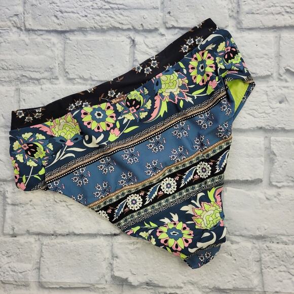 NWT Raisins Tropics High-Waisted Blue & Green Multicolor Bikini Bottom sz Large - Picture 4 of 12